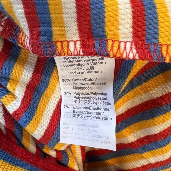 NWT‎ MADEWELL Rainbow Stripe Ribbed Thong Bodysuit in Windmill Stripe Kilt Red ( - Picture 10 of 12